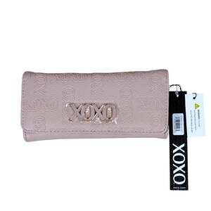 NWT XOXO Blush Pink Monogram Clutch Wallet Faux Leather Preppy Casual Purse